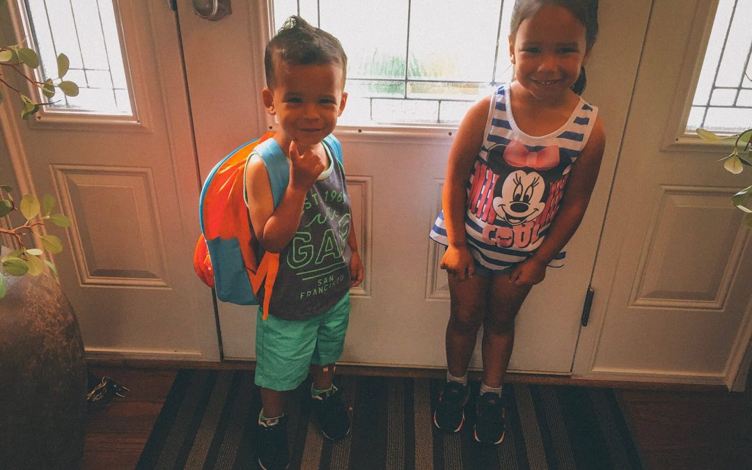 Off to School with my sister.